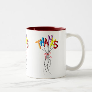 Colorful "Thanks" Spelled by Balloon Thank You Mug Zweifarbige Tasse