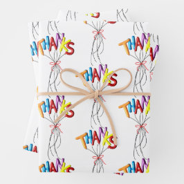 Colorful "Thanks" Spelled by Balloons  Geschenkpapier Set