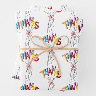 Colorful "Thanks" Spelled by Balloons Geschenkpapier Set