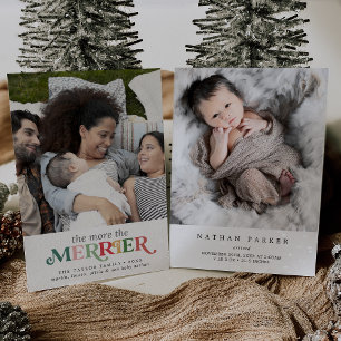 Colorful The More The Merrier Birth Announcement Feiertagskarte