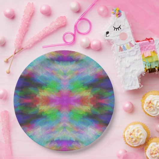 Colorful Tie Dye Style Art Pappteller (Party)