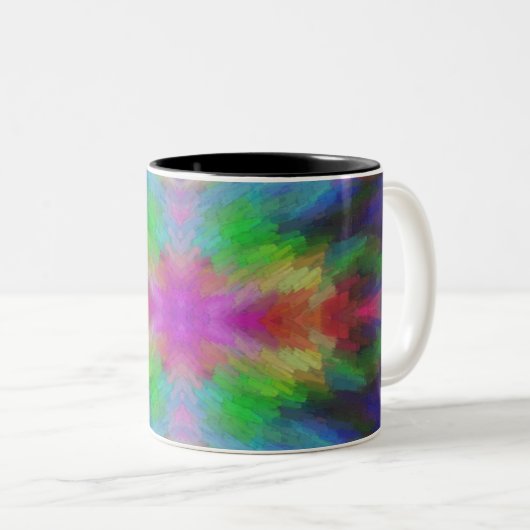 Colorful Tie Dye Style Art Zweifarbige Tasse (VorderseiteRechts)