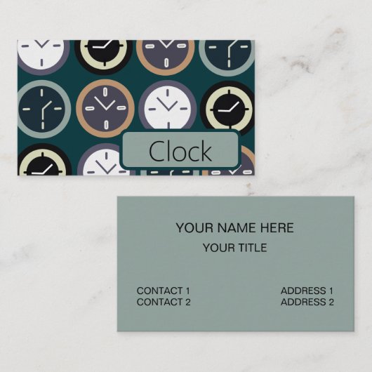 Colorful Time Clock Pattern Repair Watchmaker Visitenkarte (Vorne/Hinten)