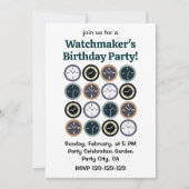 Colorful Time Clock Pattern Watchmaker Birthday Einladung (Vorderseite)
