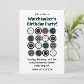 Colorful Time Clock Pattern Watchmaker Birthday Einladung (Stehend Vorderseite)
