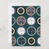 Colorful Time Clock Pattern Watchmaker Birthday Einladung (Rückseite)