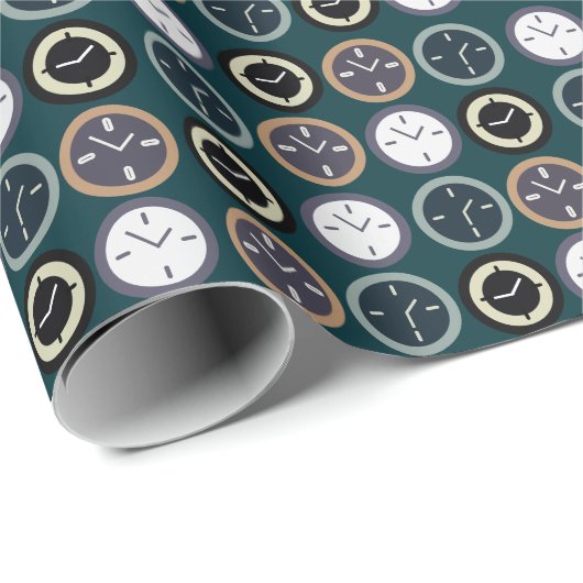 Colorful Time Clock Pattern Watchmaker Birthday Geschenkpapier (Rolleneckpunkt)