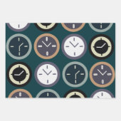 Colorful Time Clock Pattern Watchmaker Birthday  Geschenkpapier Set (Vorderseite)