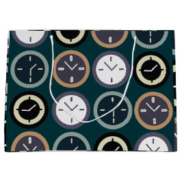 Colorful Time Clock Pattern Watchmaker Birthday Große Geschenktüte