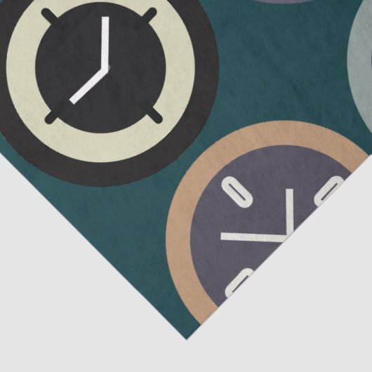 Colorful Time Clock Pattern Watchmaker Birthday Seidenpapier (Detail)