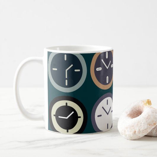 Colorful Time Clock Pattern Watchmaker Horologist Kaffeetasse (Mit Donut)