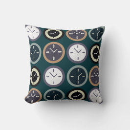 Colorful Time Clock Pattern Watchmaker Horologist Kissen