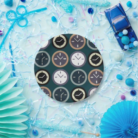 Colorful Time Clock Pattern Watchmaker Party Pappteller (Party)