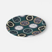 Colorful Time Clock Pattern Watchmaker Party Pappteller (Schrägansicht)