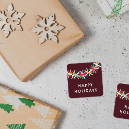 Colorful Tinsel Garland Happy Holidays Sticker