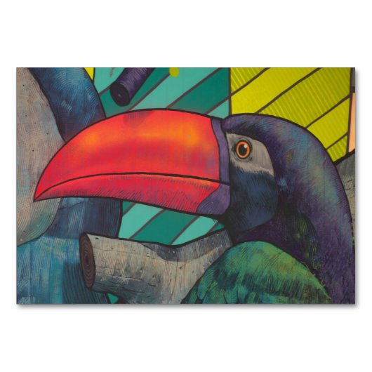 Colorful Toucan Graffiti Tischnummer (Vorderseite)