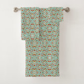 colorful towel set featuring a playful floral  (Insitu)