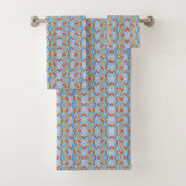 Colorful towels with vibrant, symmetrical patterns badhandtuch set (Insitu)