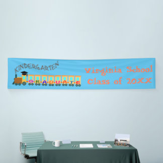 Colorful Train Kindergarten Graduate Banner