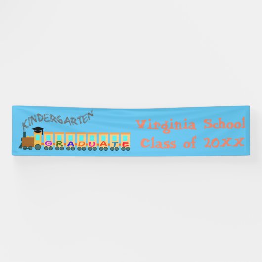 Colorful Train Kindergarten Graduate Banner (Horizontal)