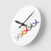 colorful travel airplanes runde wanduhr (Winkel)