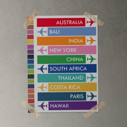 Colorful Travel Bucket Poster