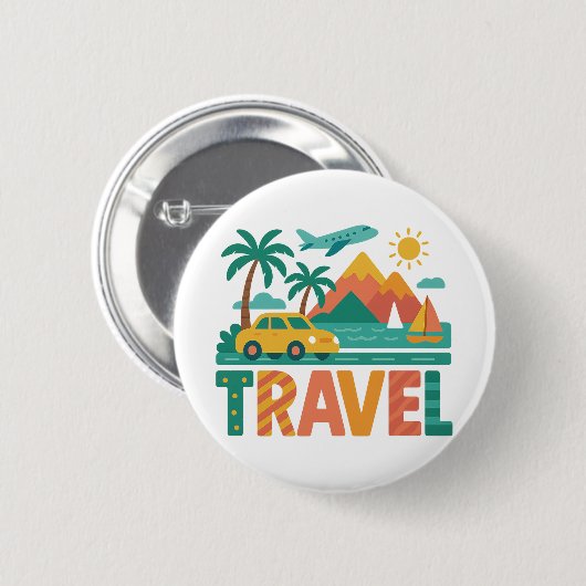 Colorful Travel Vacation Adventure Button (Vorne & Hinten)