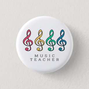 Colorful Treble Clef Music Teacher Button