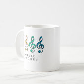 Colorful Treble Clef Music Teacher Kaffeetasse (Vorderseite Links)