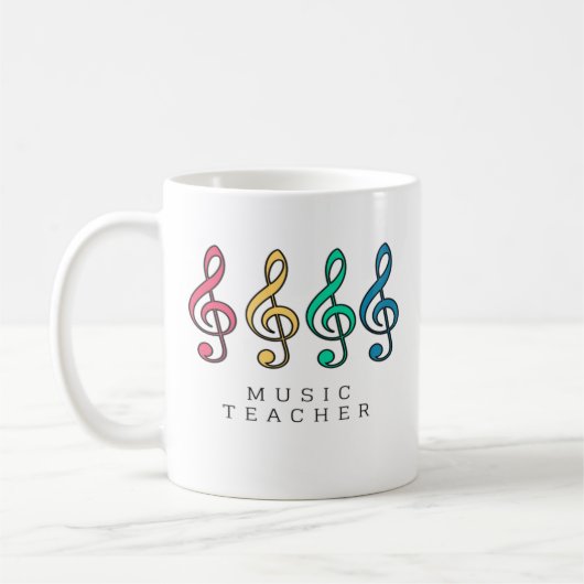 Colorful Treble Clef Music Teacher Kaffeetasse (Links)