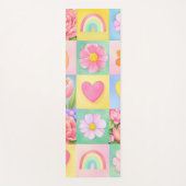 Colorful Trendy Floral Checkerboard Pattern Yogamatte (Vorderseite)
