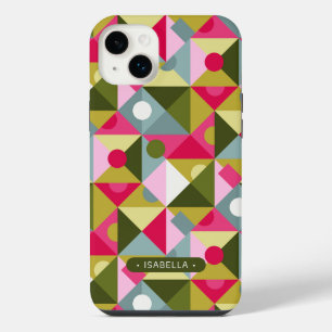 Colorful Trendy Modern Girly Pattern Custom Name iPhone 14 Plus Hülle