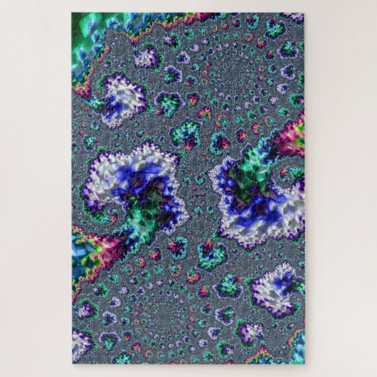 Colorful Trippy Groovy Spiral Abstraktes Fraktal J Puzzle (Vertikal)