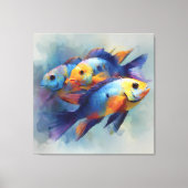 Colorful Tropical Fish Triptych Canvas Wall Art Leinwanddruck (Vorderseite)