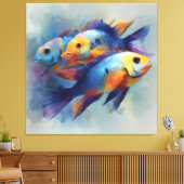 Colorful Tropical Fish Triptych Canvas Wall Art Leinwanddruck (Insitu (Wohnzimmer))