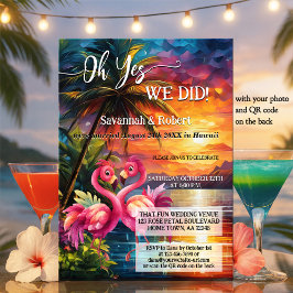 Colorful Tropical Flamingo Wedding Reception Photo Einladung