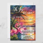 Colorful Tropical Flamingo Wedding Reception Photo Einladung (Vorderseite)