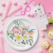 Colorful Tropical Floral Botanical Wedding Pappteller (Party)
