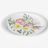 Colorful Tropical Floral Botanical Wedding Pappteller (Schrägansicht)