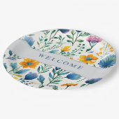 Colorful Tropical Floral Watercolor Welcome Paper  Pappteller (Schrägansicht)