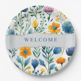 Colorful Tropical Floral Watercolor Welcome Paper  Pappteller