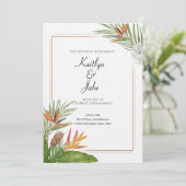 Colorful Tropical Floral Wedding Invitation Einladung (Stehend Vorderseite)