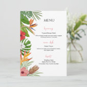 Colorful Tropical Floral  Wedding Menu Menükarte (Stehend Vorderseite)
