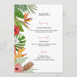 Colorful Tropical Floral  Wedding Menu Menükarte