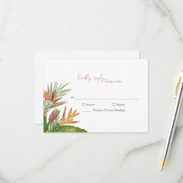 Colorful Tropical Floral Wedding RSVP Karte