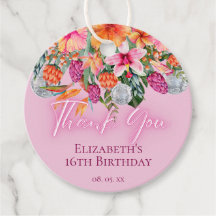 Colorful Tropical Flowers Disco Balls Neon Glow