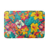 Colorful Tropical Flowers Pattern Badematte (Vorderseite)