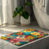 Colorful Tropical Flowers Pattern Badematte