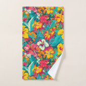 Colorful Tropical Flowers Pattern Badhandtuch Set (Handtuch)