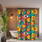 Colorful Tropical Flowers Pattern Duschvorhang